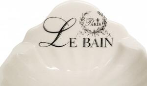 Porta saponetta svuota tasche in porcellana bianca decorata "Le Bain Paris" L11,2xPR9,5xH10,8 cm
