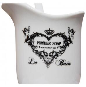 Portascopino in porcellana bianca decorata "Powder Soap"