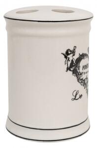 Porta spazzolini in porcellana bianca decorata "Powder Soap" L8,5xPR8,5xH11,5 cm