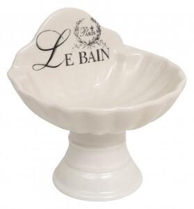 Porta saponetta svuota tasche in porcellana bianca decorata "Le Bain Paris" L11,2xPR9,5xH10,8 cm