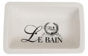 Porta saponetta svuota tasche in porcellana bianca decorata "Le Bain Paris" L14xPR9,8xH4 cm