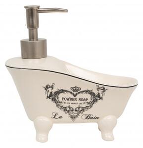 Dispenser sapone liquido in porcellana bianca decorata "Powder Soap" L17xPR9xH16 cm