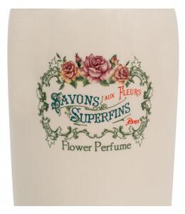 Portascopino in porcellana bianca decorata "Savons Superfines" L12xPR10xH16,2 cm