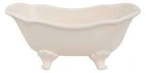 Contenitore multifunzione in porcellana bianca con decoro "Powder Soap" L25,6xPR12,7xH11,5 cm