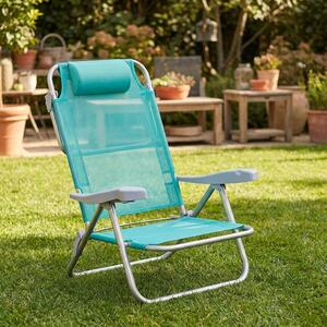 VivaGarden Spiaggina Pieghevole Cuscino Poggiatesta Schienale Reclinabile Set 2 Spiaggine in Alluminio/Tessuto Dimensioni 62x65x80 cm colore Grigio
