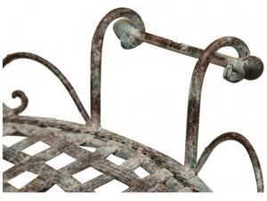 Tavolino vassoio pieghevole in ferro battuto finitura ruggine anticata diam.72x65 cm