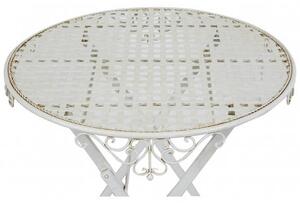 Tavolino pieghevole in ferro finitura bianca anticata diam.70x76 cm