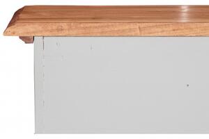 Credenza Country in legno massello di tiglio struttura bianca anticata piano finitura naturale L110xPR45xH103 cm. Made in Italy