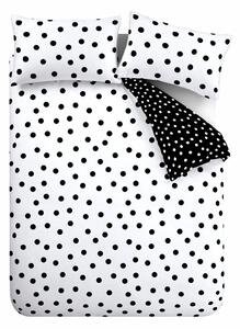 Set copripiumino e federa bianco e nero per letto matrimoniale 3 pezzi 200x200 cm Polka Dot – Catherine Lansfield