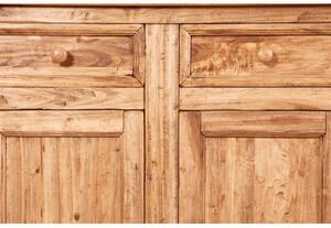 Credenza Country in legno massello di tiglio finitura naturale L202xPR45xH103 cm. Made in Italy