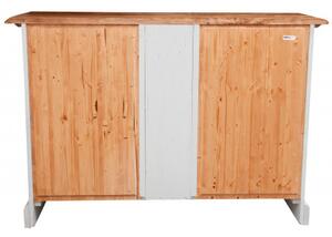 Credenza Country in legno massello di tiglio struttura bianca anticata piano finitura naturale L135xPR45xH92 cm. Made in Italy