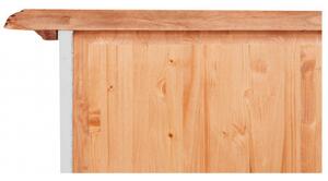 Credenza Country in legno massello di tiglio struttura bianca anticata piano finitura naturale L135xPR45xH92 cm. Made in Italy