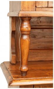 Vetrina credenza in legno massello di tiglio finitura noce L107xPR43xH238 cm. Made in Italy