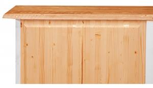 Comò Country in legno massello di tiglio struttura bianca anticata piano finitura naturale L114xPR49xH99 cm. Made in Italy