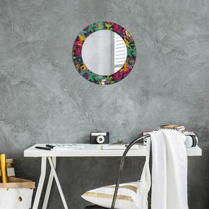 Specchio rotondo stampato Fiori dipinti a mano fi 50 cm