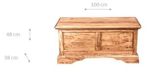 Cassapanca Country in legno massello di tiglio finitura naturale L100xPR38xH48 cm. Made in Italy