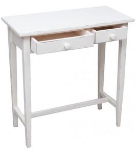 Tavolino consolle Country in legno massello di tiglio finitura bianca anticata L73xPR36xH75 cm. Made in Italy