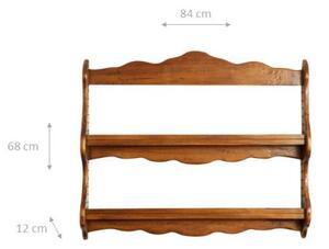 Piattaia Country in legno massello di tiglio finitura noce L84xPR12xH68 cm. Made in Italy
