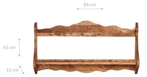 Piattaia Country in legno massello di tiglio finitura naturale L84xPR11xH43 cm. Made in Italy