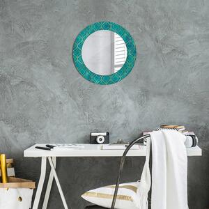 Specchio rotondo cornice con stampa Composizione verde e oro fi 50 cm