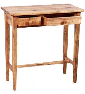 Tavolino consolle Country in legno massello di tiglio finitura naturale L73xPR36xH75 cm. Made in Italy