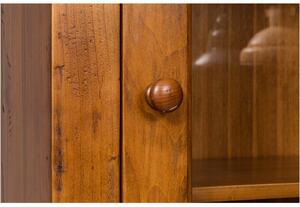Credenza Country in legno massello di tiglio finitura noce L142xPR50xH225 cm. Made in Italy