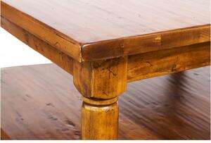 Tavolino da fumo Country in legno massello di tiglio finitura noce Made in Italy