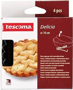 Tescoma Stampo per Dolci Crostatina Antiaderente con Fondo Rimovibile Set 4 Pezzi 10 cm colore Grigio - Delicia