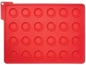 GHIDINI Stampo in Silicone per Dolci Macarons 24 Posti colore Rosso - La Pasticceria di Precisione Iginio Massari