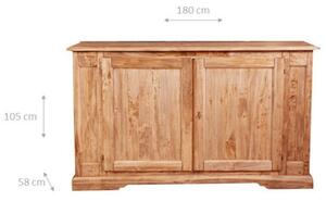 Credenza Country in legno massello di tiglio finitura naturale L180xPR58xH105 cm. Made in Italy