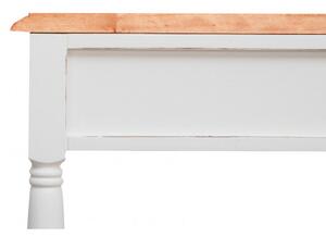 Tavolino Country in legno massello di tiglio struttura bianca anticata piano finitura naturale L80xPR38xH80 cm. Made in Italy