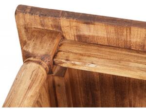 Tavolino da fumo Country in legno massello di tiglio finitura naturale L70xPR70xH45 cm. Made in Italy