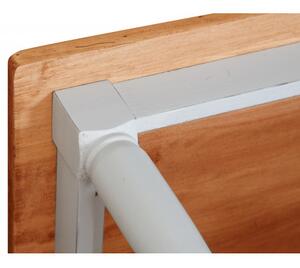 Tavolino da fumo Country in legno massello di tiglio struttura bianca anticata piano finitura naturale L70xPR70xH45 Made in Ital