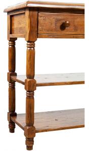 Tavolino Country in legno massello di tiglio finitura noce L80xPR38xH80 cm. Made in Italy