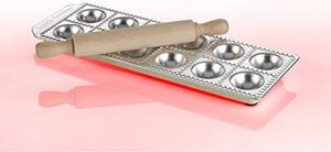 Imperia Stampo per Dolci Ravioli in Alluminio 12 Posti con Mattarello colore Argento - Raviolamp 310