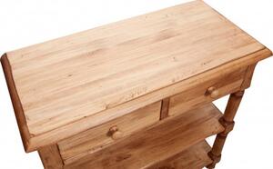 Tavolino Country in legno massello di tiglio finitura naturale L80xPR38xH80 cm. Made in Italy