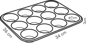 Tescoma Stampo per Dolci Muffin Antiaderente 12 Posti 34 x 26 cm colore Grigio - Delicia