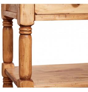 Tavolino Country in legno massello di tiglio finitura naturale L80xPR38xH80 cm. Made in Italy