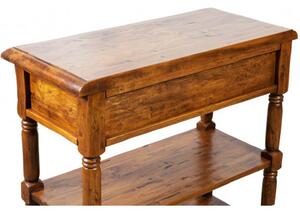 Tavolino Country in legno massello di tiglio finitura noce L80xPR38xH80 cm. Made in Italy