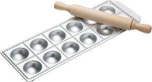 Imperia Stampo per Dolci Ravioli in Alluminio 12 Posti con Mattarello colore Argento - Raviolamp 310