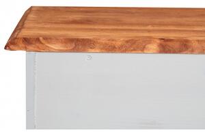 Credenza Country in legno massello di tiglio struttura bianca anticata piano naturale L197xPR50xH91 cm. Made in Italy