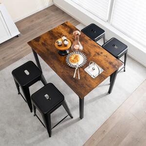 Costway Set di 4 Sgabelli da bar senza schienale 61cm, Sgabelli in metallo impilabili con poggiapiedi per cucina Nero