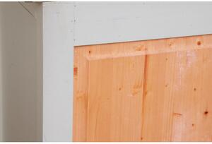 Credenza Country in legno massello di tiglio struttura bianca anticata piano finitura naturale L160xPR42xH90 cm. Made in Italy