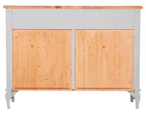 Credenza Country in legno massello di tiglio struttura bianca anticata piano naturale L123xPR42xH92,5. Made in Italy