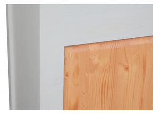 Credenza Country in legno massello di tiglio struttura bianca anticata piano finitura naturale L170xPR42xH90 cm. Made in Italy