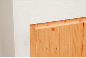 Comò Country in legno massello di tiglio struttura bianca anticata piano finitura noce L107xPR47xH80 cm. Made in Italy