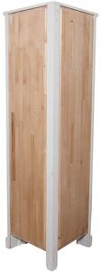 Angoliera Country in legno massello di tiglio finitura bianca anticata L50xPR50xH184 cm. Made in Italy