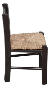Sedia baby in legno massello di faggio finitura nero laccato con seduta in paglia L30xPR29xH50 cm. Made in Italy