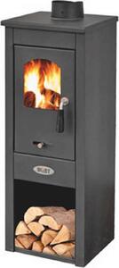K-Line Stufa a Legna in Acciaio 7 kW Volume 140 m3 con Portalegna e Chiusura di Sicurezza colore Antracite - K-L35143 Karso