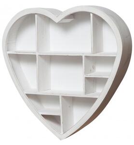 Bacheca a forma di cuore in legno bianco anticato L61xPR13xH60 cm